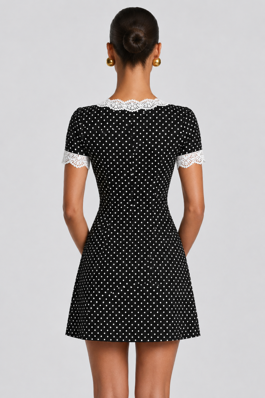 Ženski Crno-Bijeli Svičasti Polka Dot Ljetna Haljina iz 1960-ih, Elegantna Francuska Retro Haljina