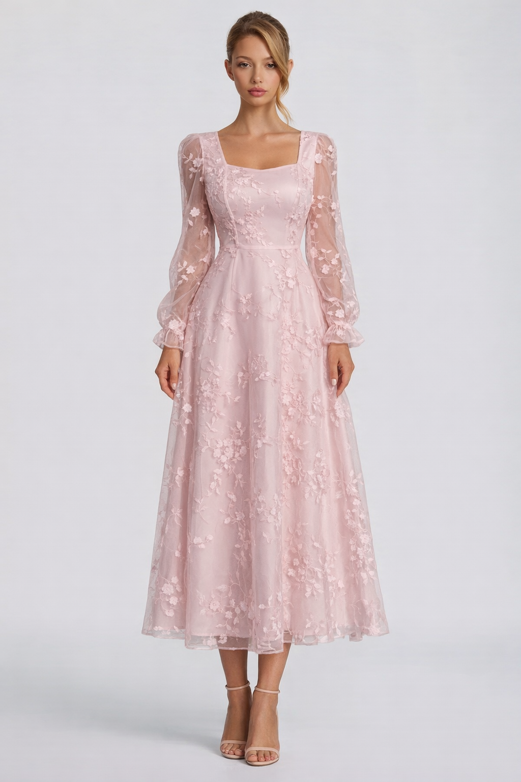 Elegantna Čipkana Midi Haljina