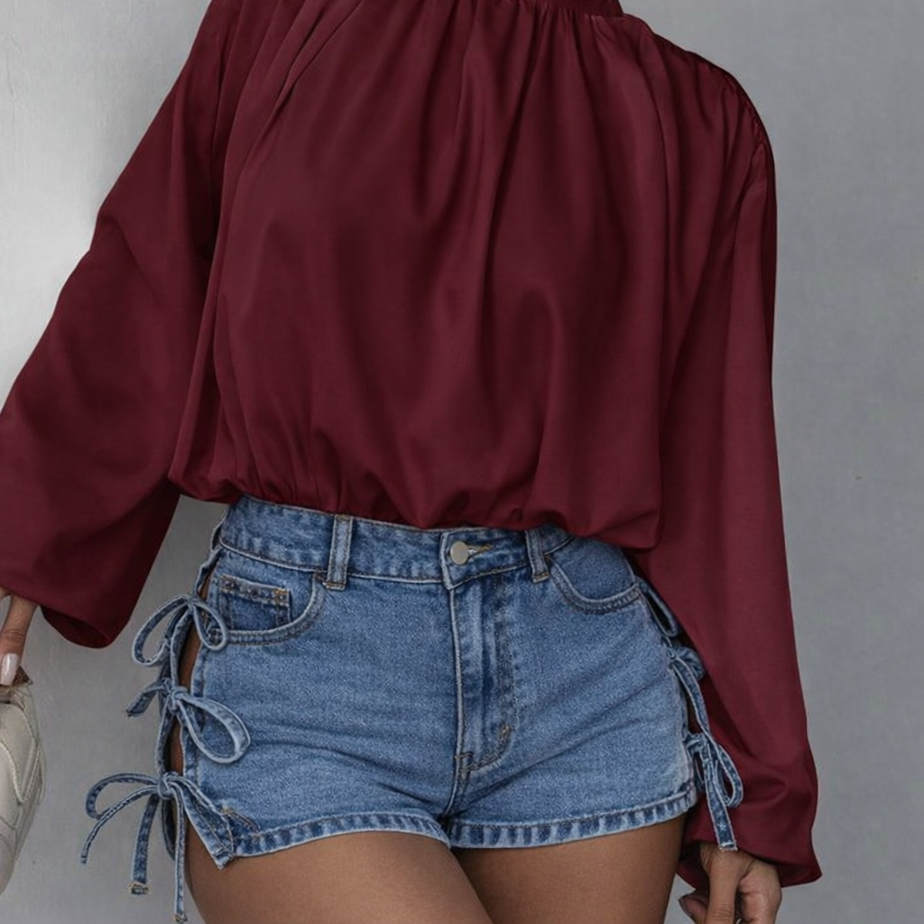 Slaydiva Ženske svakodnevne oprane kratke traperice sa kravatom