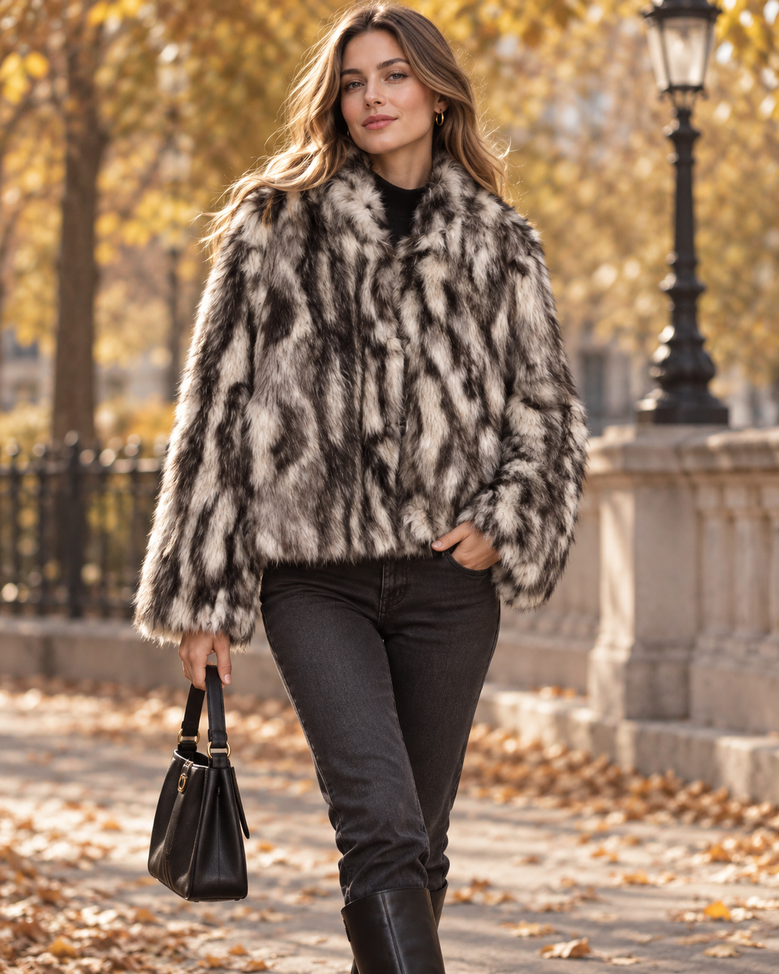 Ženski kaput od umjetnog krzna s leopard printom, elegantna i šik gornja odjeća s mekanim uzorkom, svestrana za svakodnevno nošenje, jesen/zima