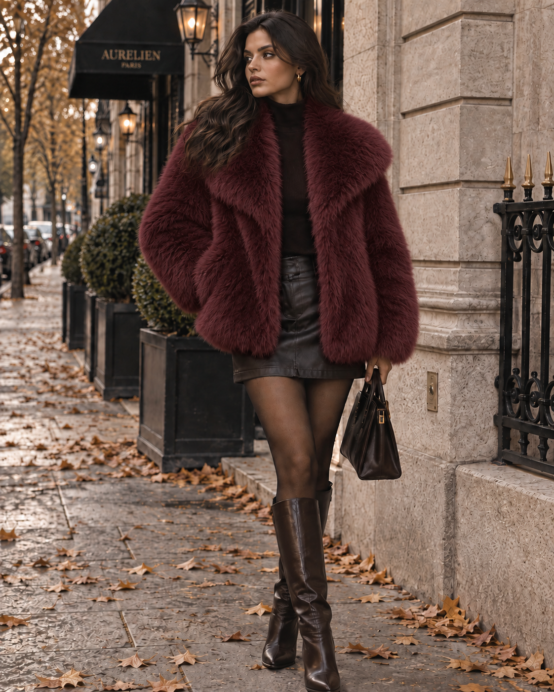 ženska elegantna jakna od umjetnog krzna, ležerni luksuzni kaput jednobojne boje, topla široka modna jakna u street stilu s dugim rukavima za zimu, smeđa