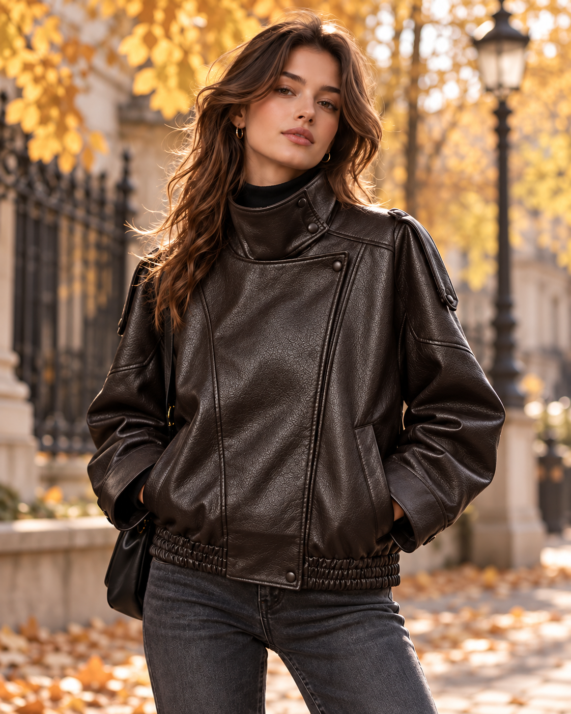 Ženska pilotska jakna od PU kože s patentnim zatvaračem, jesenji ulični stil, crna, crvena, smeđa, zimska ženska jakna plus size