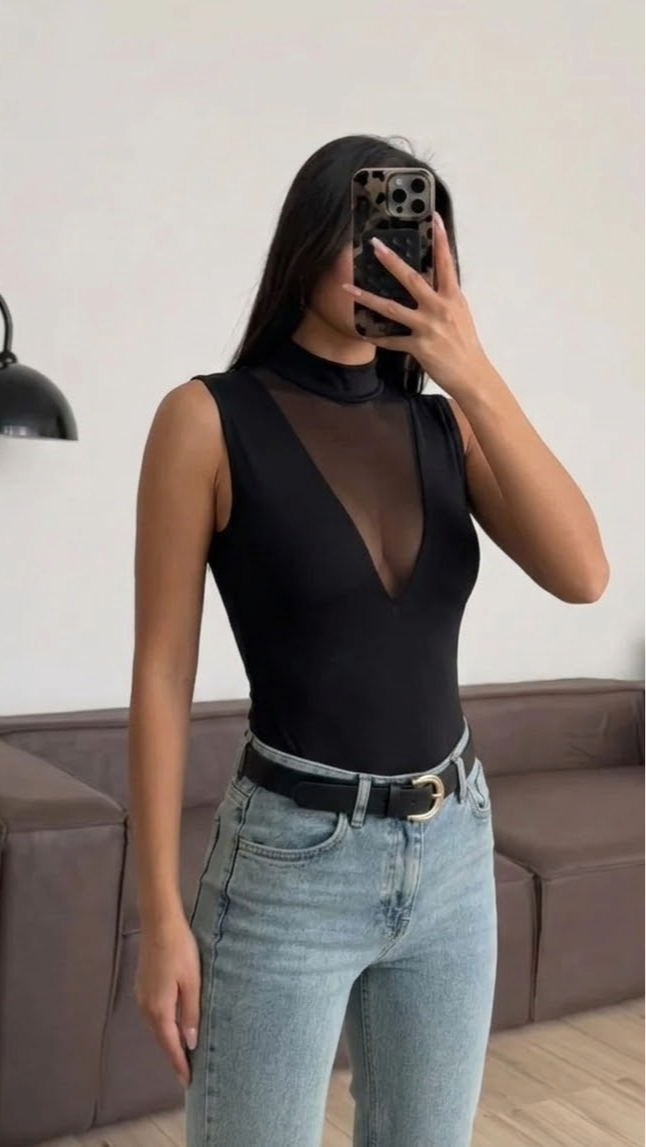 Vavine Elegantna Majica bez rukava sa Stojnim Ovratnikom u Slim Fit
