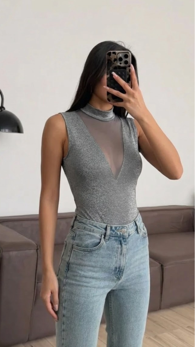 Vavine Elegantna Majica bez rukava sa Stojnim Ovratnikom u Slim Fit
