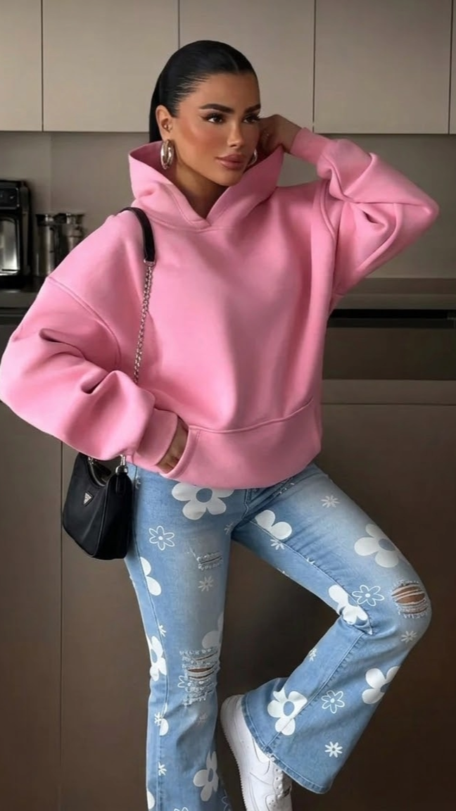 Ženske traperice s visokim strukom, cvjetni uzorak, izrezane i poderane, bootcut dizajn