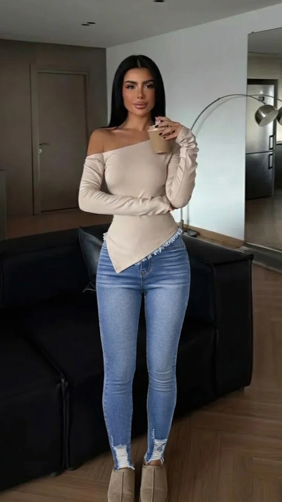 Duboke ženske farmerke, ležerne uske farmerke, plave farmerke