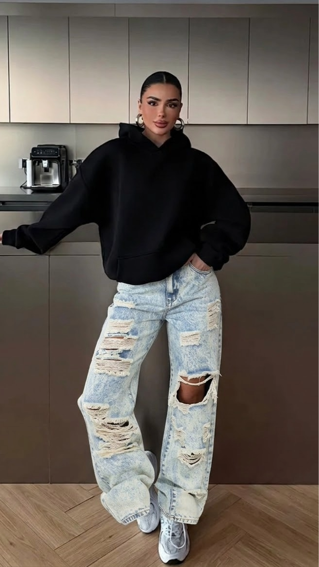 Rave Vintage Farmerke Visokog Struka sa Džepovima i Raskidima