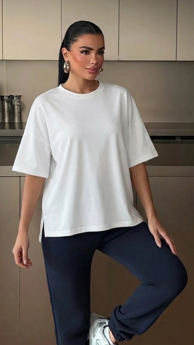 Essnce Ženska Minimalistička Osnovna Majica Kratak Prednji Dugi Zadnji