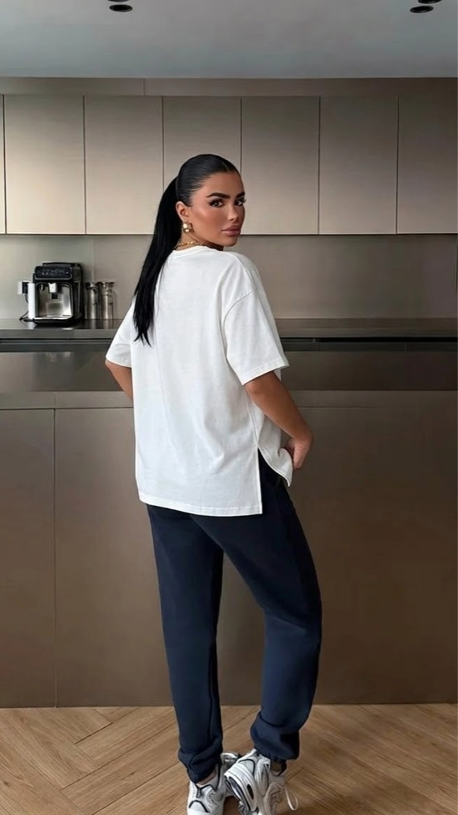 Essnce Ženska Minimalistička Osnovna Majica Kratak Prednji Dugi Zadnji