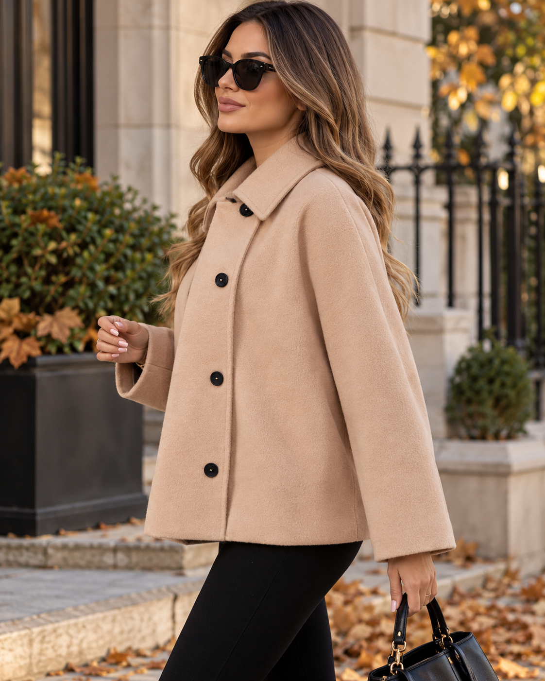 Elegantna minimalistička ležerna ženska vunena zimska jakna širokog kroja za svaki dan, zimski kaput za žene, outfit za izlaske, zimska odjeća za žene, odjeća za Novu godinu
