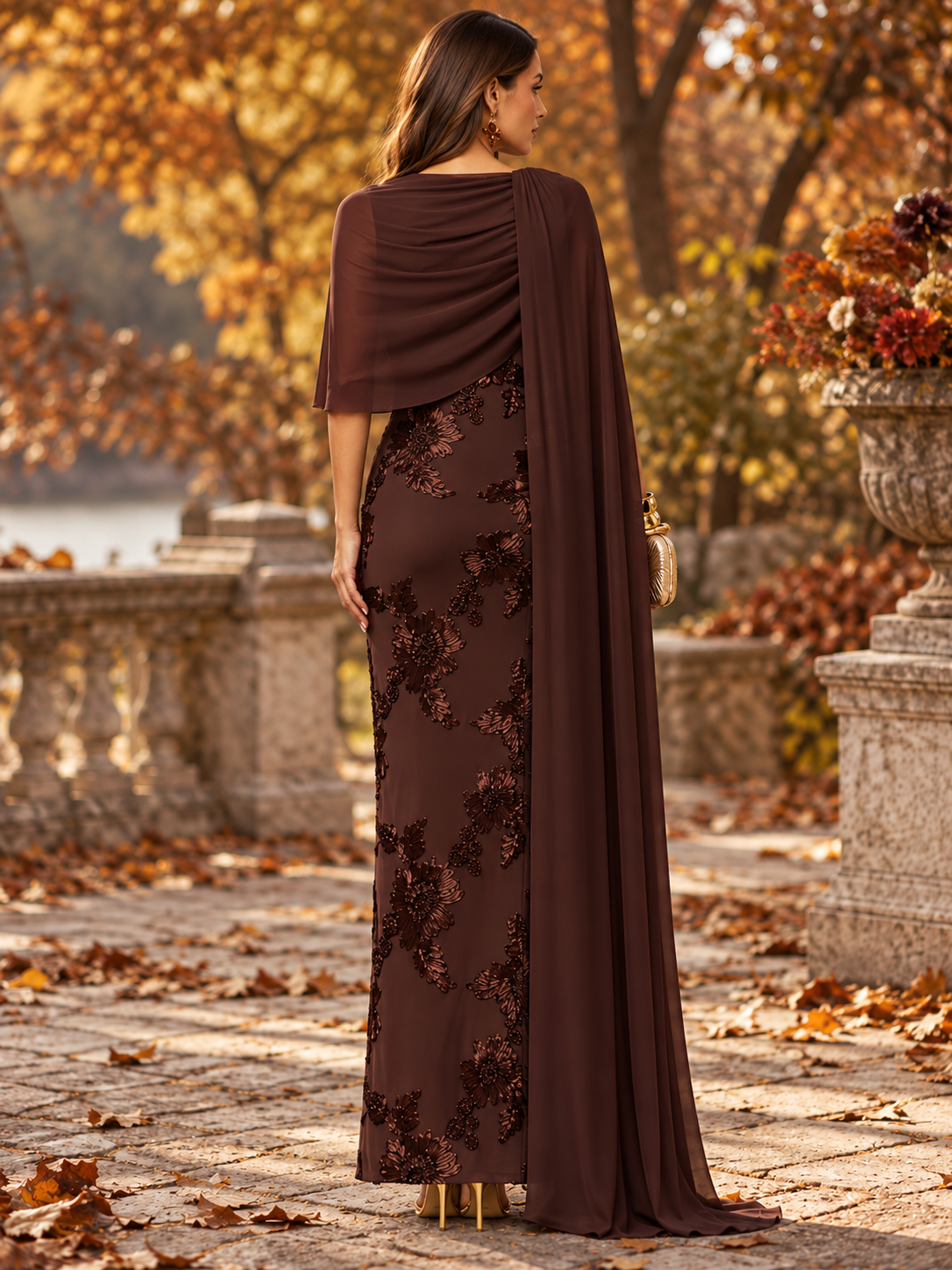 Ženska elegantna haljina s asimetričnim dizajnom, žakard tkaninom i trakom, jesenska odjeća za žene, elegantne haljine za žene, festival outfit za žene