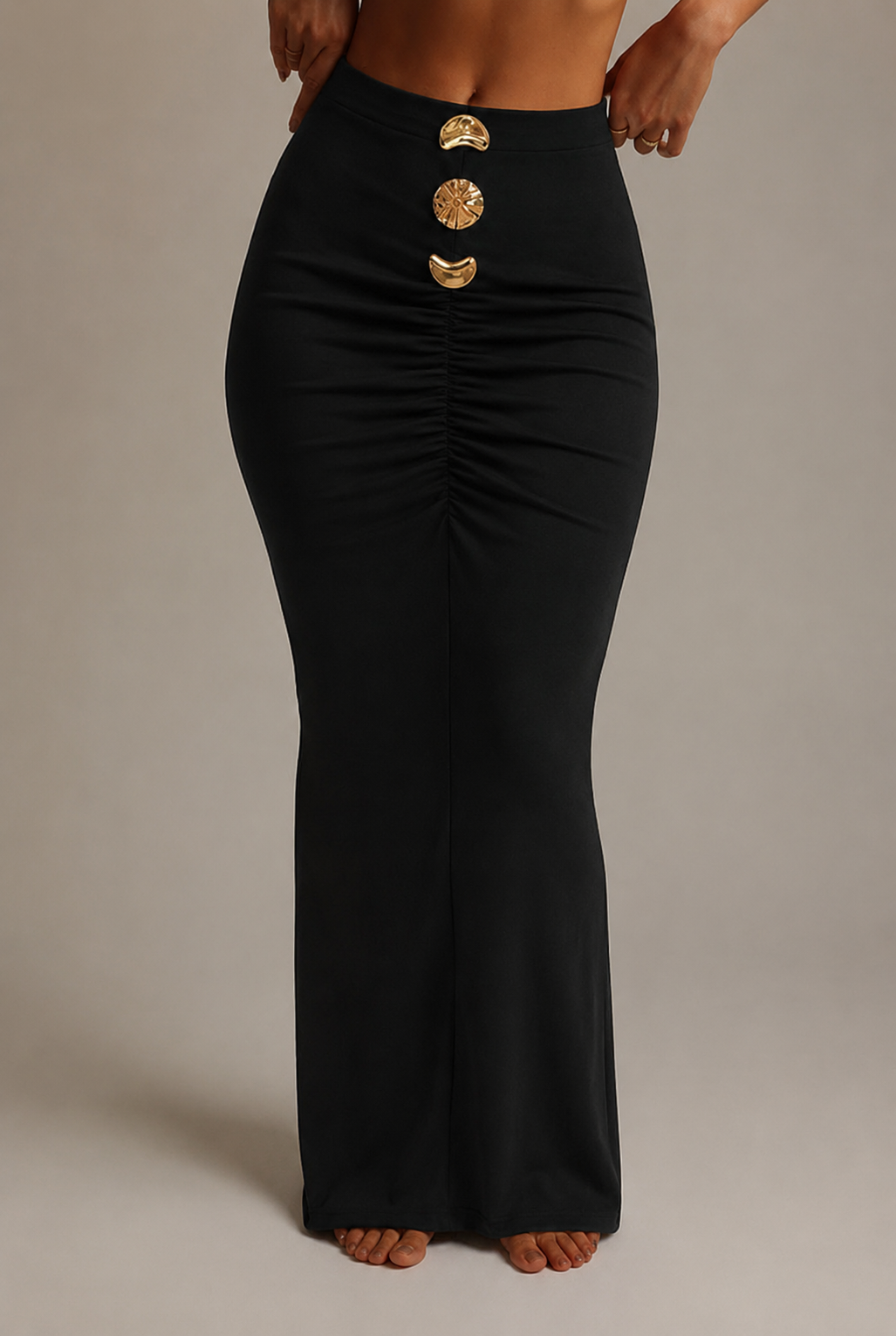 Crna Elegantna Bodycon Maxi Suknja