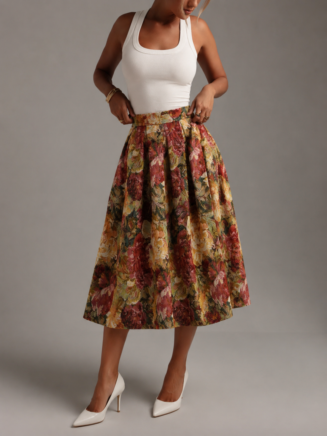 Gomes Vintage Elegant Ženska Cvjetna Uljana Slika Jacquard Teksturirana Suknja