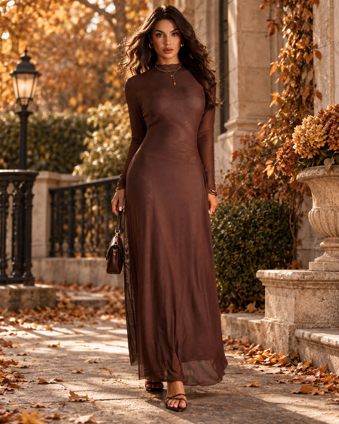 Ženska elegantna jednobojna haljina Ljetni odmor Sunčano putovanje Vacay Vibes Maillard stil Vintage jesenska tkanina za žene Jesenska jesenska odjeća za žene Jesenska odjeća Jesenske odjevne kombinacije za žene Jesenske odjevne kombinacije za