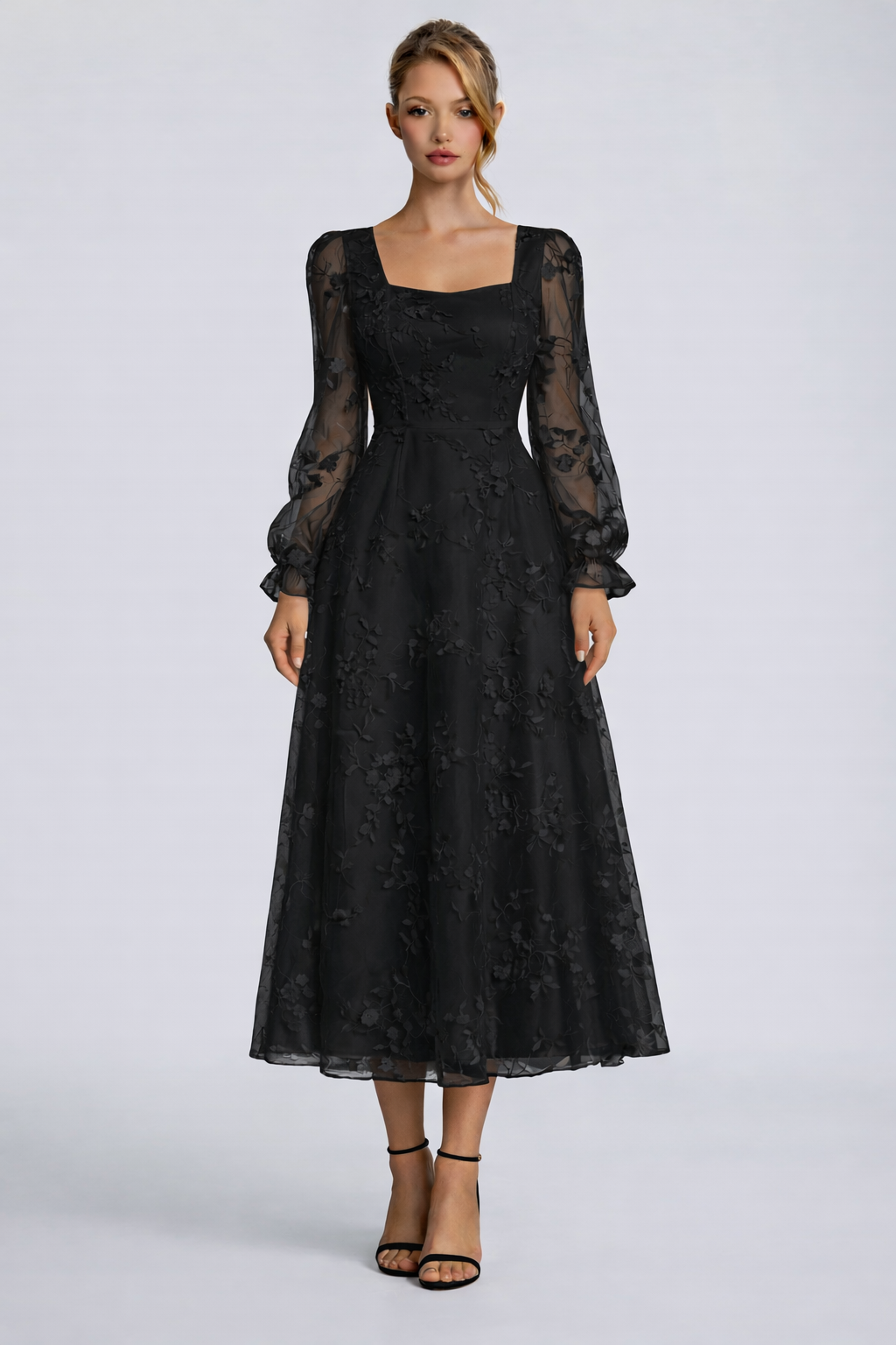 Elegantna Čipkana Midi Haljina