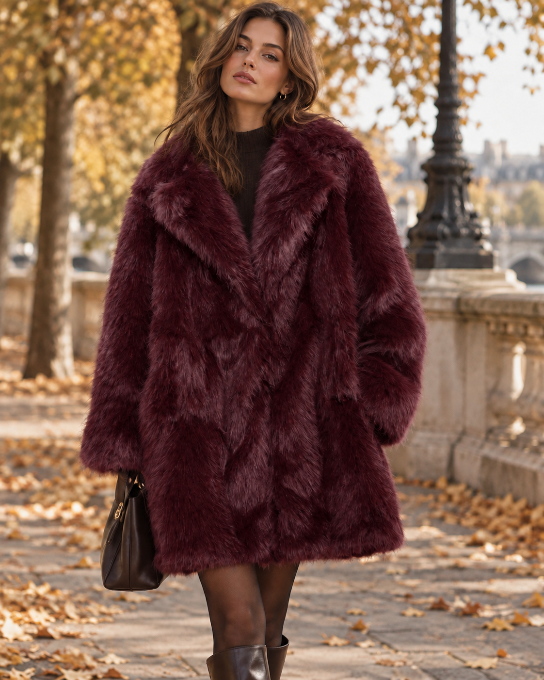 ženski zimski novi europski i američki kaput od umjetnog krzna, topao, oversized, plus size, za odmor, smeđ