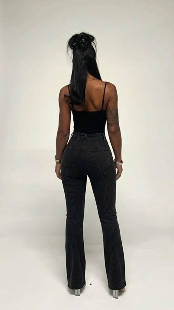 SXY Casual Washed Slim Fit Flare Leg Farmerke