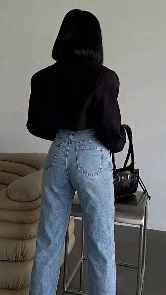 Farmerke ženski visoki struk, opuštene, ležerne traperice sa džepovima