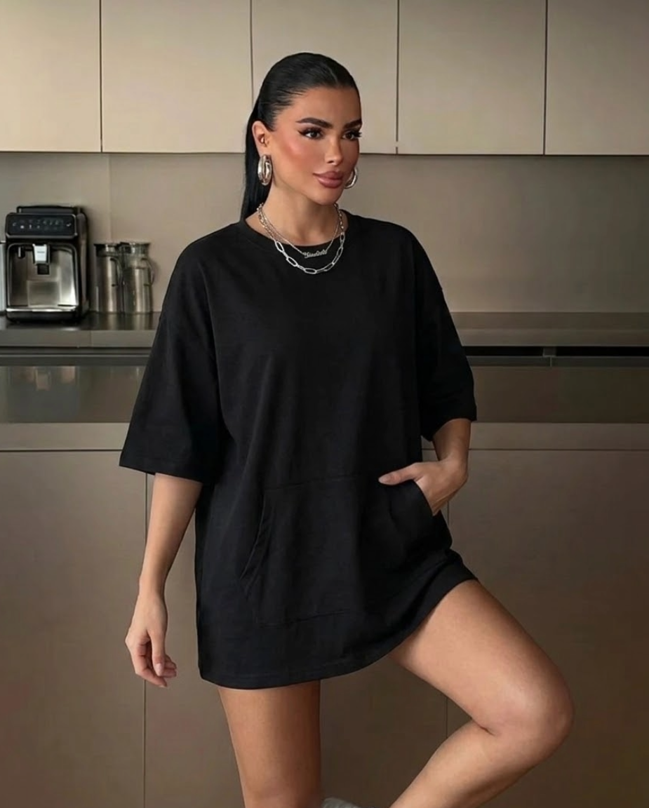 INAWLY Jednobojna Drop Shoulder Oversized Tee, Unisex