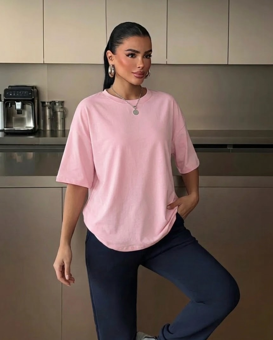 INAWLY Jednobojna Drop Shoulder Oversized Tee, Unisex